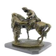 A Man Helping his wife Bronze Statue