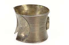 Sterling Silver Curved Mother Of Pearl Oval Statement Cuff Bracelet