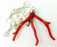 Sterling Large Branch Coral & Seahorse Necklace