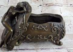 Old Filigree Jewelry Box Bronze Sculpture