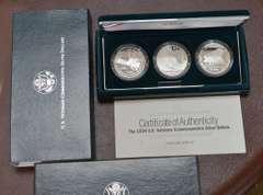 1994 Veterans Proof Commemorative Silver Dollar Set 3 Coins OGP