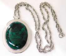 Massive WRE Sterling Chrysocolla Pendant & Long Chain