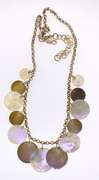 Sterling Silver Mother Of Pearl And Silver Disk Necklace