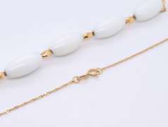 Italian 14KT Yellow Gold White Beads Necklace