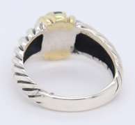 David Yurman 2 Tone Shrimp Ring with Emerald