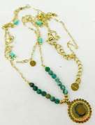 Contemporary French Double Chain Turquoise Necklace