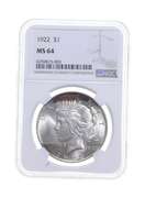 MS64 1922 Peace Silver Dollar - Graded NGC