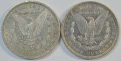 1878-P (Rev '79), & scarce 1892-P Morgan Silver Dollars. Nice