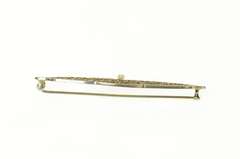 14K White Gold Art Deco Pearl Ornate Filigree Bar Pin/Brooch