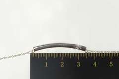 14K White Gold 0.15 Ctw Diamond Chain Classic Curved Bar Necklace