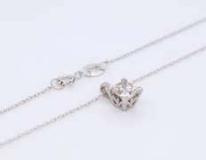 Sparkling White Gold Princess Cut Pendant on Chain