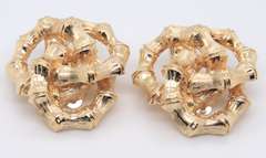 Incredible Yellow Gold Interlocking BAmboo Circle Earrings