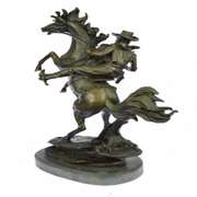 Western Cowboy with Bucking Horse Bronze Sculpture