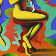 Mark Kostabi, "The New Shero" Framed Original Oil Painting on Canvas, Hand Signed with Letter of Authenticity.