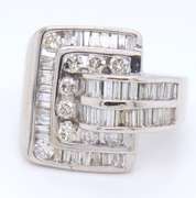 Incredible White Gold Baguette and Round Diamond Ring
