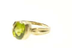10K Yellow Gold Ornate Oval Peridot Classic Statement Ring