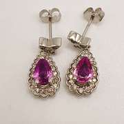 14kt Gold, Pink Sapphire, & Diamond Earrings