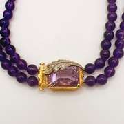 14kt Yellow Gold, Amethyst, & Diamond Necklace