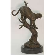 African Mountain Lion Bronze Sculpture