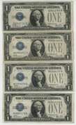 4 Nice circ Series of 1928-A & B $1 Silver Certificates