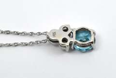 Natural Blue Zircon & Diamond Pendant