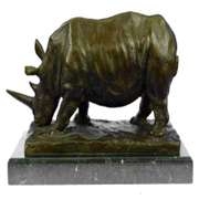 Ancient Endangered Rhinoceros Bronze Sculpture