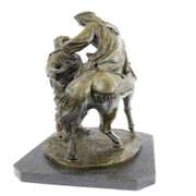 A Man Helping his wife Bronze Statue