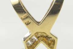 14K Yellow Gold Black Onyx Diamond X Criss Cross Slide Pendant