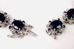 Delightful 120.51CTW Blue Sapphire Necklace & Bracelet with 2.83CTW Diamond Accents in Platinum Plated Sterling Silver