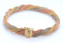 Powerful Tri Color Gold Woven Mesh Bracelet
