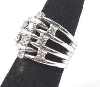 9 Clear Gemstones In Stylish Sterling Silver Ring