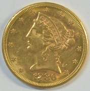 Choice BU 1886-S US $5 Liberty Gold Piece
