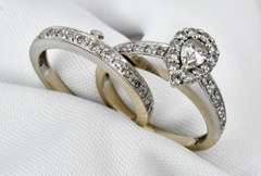 Contemporary Pear Shaped Diamond Wedding Set