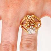 14kt Yellow Gold & Diamond Basketball Ring