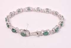 Incredible 6.34CTW Natural Emerald & 0.76CTW Diamond Bracelet in Sterling Silver