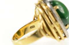 18K Yellow Gold Aventurine Diamond Halo Ornate Cocktail Ring