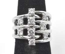 9 Clear Gemstones In Stylish Sterling Silver Ring