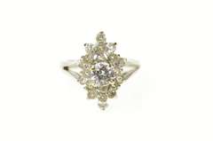 14K White Gold Classic Statement Cluster Flashy Cocktail Ring