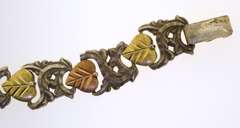 Sterling Silver , 12KT Yellow And Rose Gold Leaf Stem Bracelet