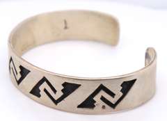 Vintage Sterling Silver American Indian Cuff Bangle