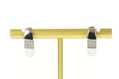 18K White Gold 0.54 Ctw Princess Diamond Oval Hoop Earrings