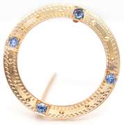 Vintage Sapphire Art Deco Filigree Open Circle Brooch