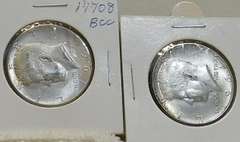 2 ea: 1964 Kennedy Hfs, 90% Sil, circ