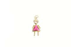 14K Yellow Gold July Birthstone Baby CZ Syn. Ruby Girl Charm/Pendant