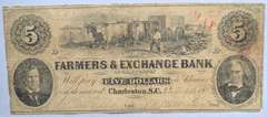 $5 Farmers &Exchange Bank Charleston S.C  Note