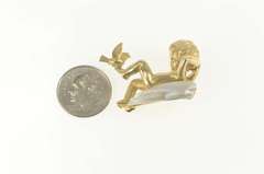 14K Yellow Gold Baroque Pearl Lounging Cherub Dove Pin/Brooch