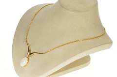 14K Yellow Gold Natural Opal Diamond Chevron Statement Necklace