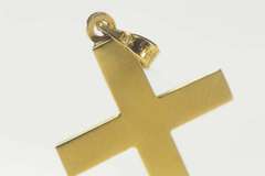 14K Yellow Gold Retro Ornate Etched Cross Christian Faith Pendant