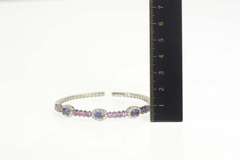 18K White Gold 3.80 Ctw Iolite Diamond Halo Pink Topaz Bracelet