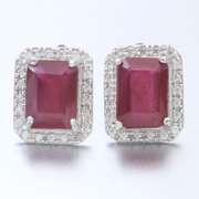 14kt White Gold Square Ruby 3.5 Round Moissanite 0.14 Oval Sapphire 0.61